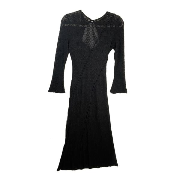 Zara Black Gothic Maxi Dress M Open Back Witchy Fairy Goth Glam Evening Gown - Picture 2 of 15